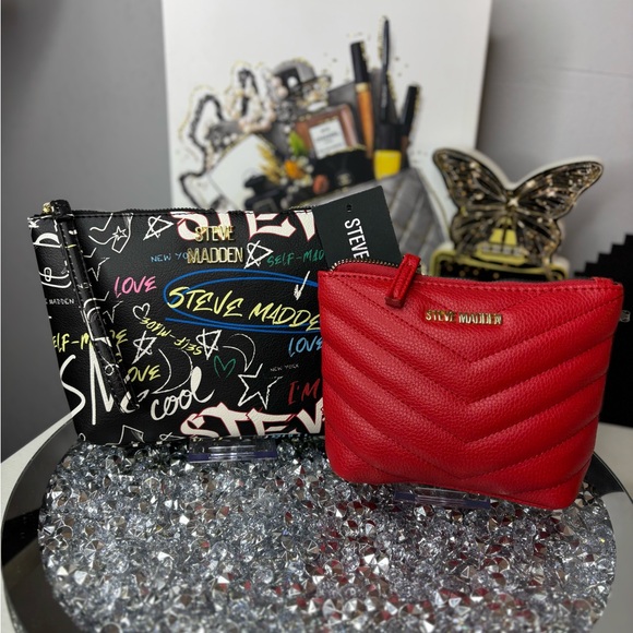 Steve Madden Black and Red Cosmetic Bag Set NWT - Picture 1 of 15